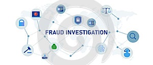 Fraud investigation corporate crime audit concept symbol icon