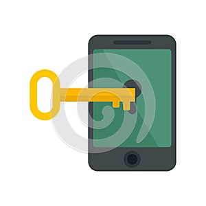 Fraud locked phone icon flat isolated vector