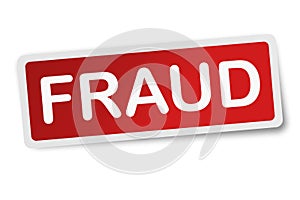 Fraud square sticker isolated on white