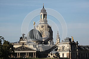 Frauenkirche and the Academy of Fine Arts in Dresden, Saxony, Ge