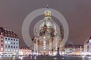 Frauenkirche at night in Dresden, Germany