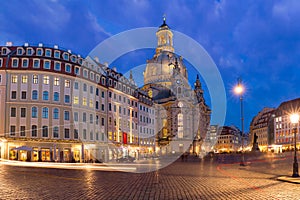 Frauenkirche at night in Dresden, Germany