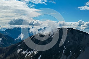 Frauenkogel - Panoramic view on Hochstuhl (Stol) and woodlands in the Karawanks in Carinhtia