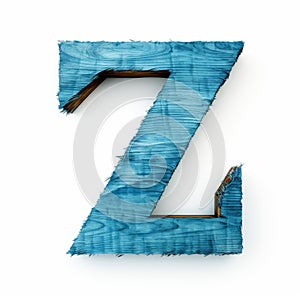 Frayed Blue Wooden Letter Z: Hyper-realistic Water Style