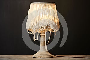 frayed cord of an unplugged table lamp