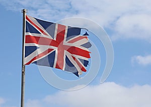 Inglese bandiera distrutto Grazie sul Cattivo il tempo 