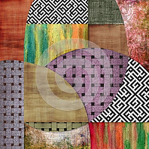 frayed fabric textured ethnic geometric silk scarf design