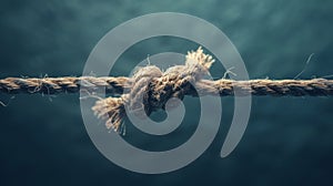 A Frayed Rope on Blue Background.AI generated image