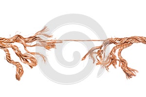 Frayed rope near to break isolated