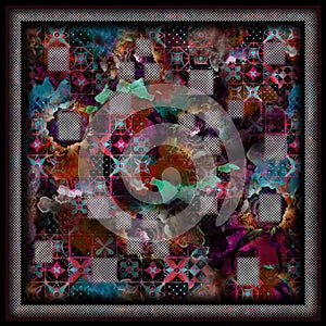 frayed textured colorful silk scarf design