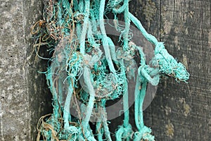 Frayed turquoise rope