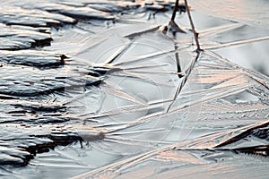 Frazil ice shapes on water surface