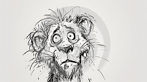 Frazzled Lion Ink Cartoon