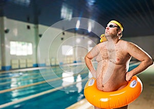 Freak man in the pool photo