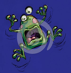 Freaked out frog