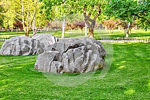 Freakish stones in a park near of the complex Temple of Heaven i photo