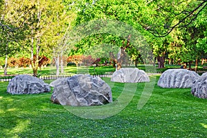 Freakish stones in a park near of the complex Temple of Heaven i photo