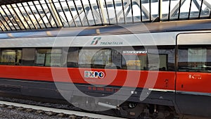 Freccia rossa train to Expo 2015 Milan italy photo