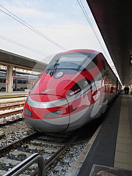 Frecciarossa high speed train ready for departure in Venice