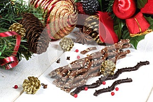 Frech milk chocolate in the New Year decor