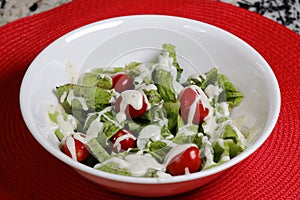 Freckles Lettuce Salad with Grape Tomatoes and Creamy Dressing