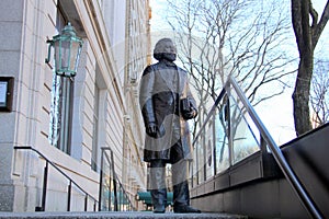 Frederick Douglass statue on the steps of New York Historical Society building, New York, NY photo