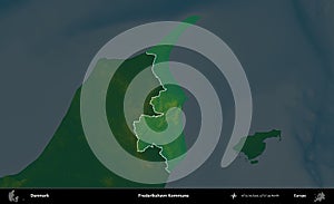 Frederikshavn Kommune highlighted, Denmark. Physical