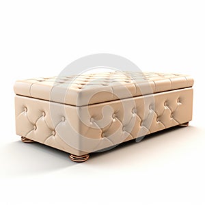 Free 3d Model: Tufted Storage Ottoman In Beige And Amber