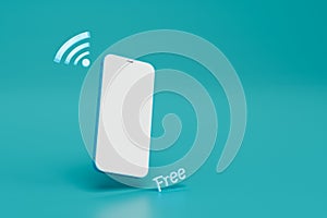 Free access to the Wi-Fi connection. smartphone and Wi-Fi icon with the inscription free. copy paste. 3D render