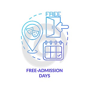 Free-admission days blue gradient concept icon