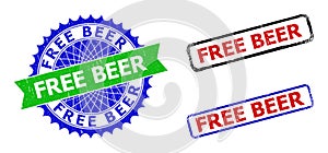 FREE BEER Rosette and Rectangle Bicolor Seals with Distress Styles