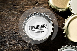 Free beer until tomorrow concept with bottle tops