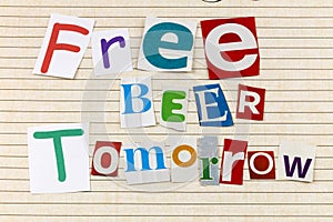 Free beer tomorrow sign funny advertising party