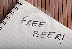 Free Beer written on paper