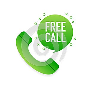 Free call in flat style. 3d vector icon. Vector design