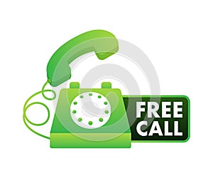 Free call. Information technology. Telephone icon. Customer service. Vector stock illustration. photo