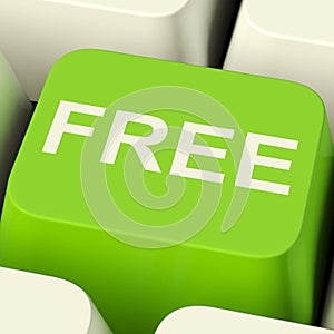Free Computer Key In Green Showing Freebie and Promo