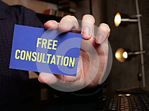 Free consultation is shown using the text on the business card