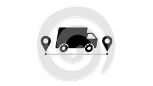 Free delivery. Badge with truck. Motion graphics.