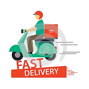 fast delivery bike rider illustration image