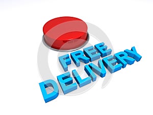 Free delivery button on white