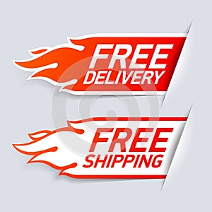 Free Delivery and Free Shipping labels