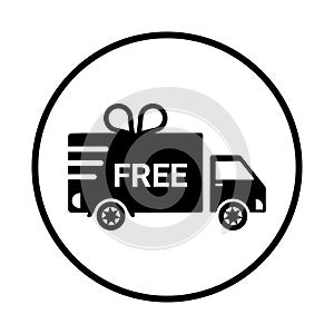 Free delivery, gift icon. Black vector graphics