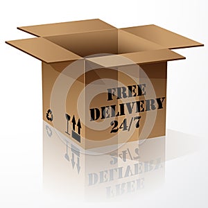 Free delivery or package shipping order, shipment in cardboard box