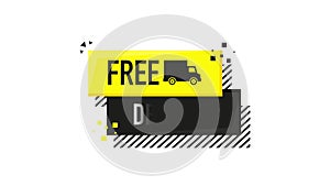 Free delivery service badge. Free delivery order with car on white background. Motion graphics.