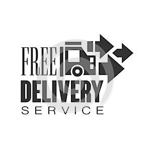 Free delivery service logo design template, black vector Illustration on a white background