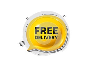 Free delivery tag. Shipping and cargo service message. Comic speech bubble 3d icon. Vector