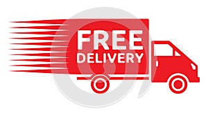 Free delivery truck - free shipping label