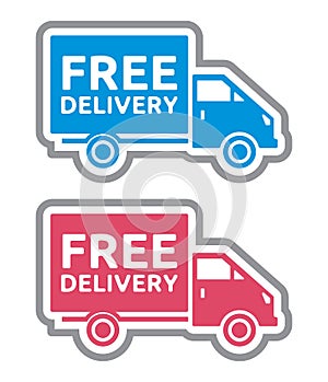 Free delivery truck - free shipping label