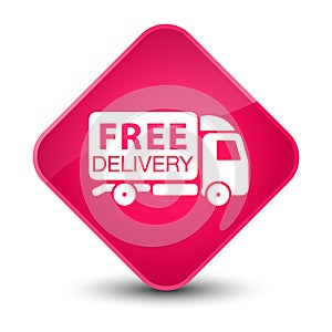 Free delivery truck icon elegant pink diamond button